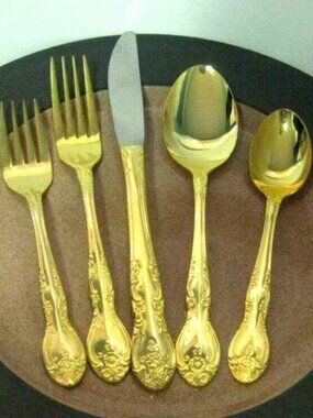 5 pc Plc Setting Gold Electroplate Stainless Steel